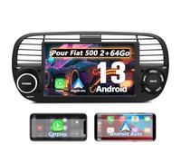 AWESAFE Autoradio Android 13 Compatible avec Fiat 500(2007-2015) [2Go+64Go] 7 Pouces avec Carplay Android Auto GPS WiFi DSP FM Commande au Volant/Bluetooth/Aide au Stationnement