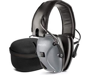 awesafe Casque Anti Bruit Adulte - Casque Antibruit de Sécurité Electronique - Casque Tir Sportif Avec Boîte de Rangement, NRR 24dB (Gris)