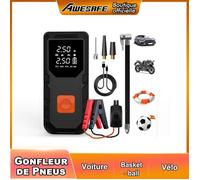 AWESAFE Gonfleur de Pneus Voiture Intelligent Compresseur d'air portable démarreur de voiture 12V banque d'alimentation 3en1 8000mAh