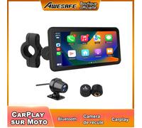 AWESAFE Moto CarPlay Android Auto avec GPS 6,25"" écran étanche IPX8 caméra DVR 2K AHD 1080P arrière capteur de Pression intégré