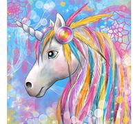 Awesocrafts Kit de broderie au point de croix avec plumes colorées et attrape-rêves, motif facile à broder (licorne)