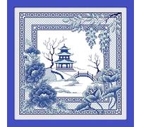 Awesocrafts Kit de broderie au point de croix en porcelaine bleue Paysage floral Paysage floral Kit de broderie au point de croix Fournitures cadeaux de Noël estampillé ou compté