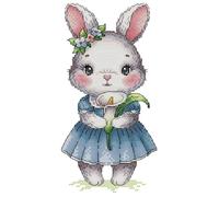 Awesocrafts Kit de broderie au point de croix - Lapins et lys calla - Motifs faciles à broder