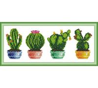 Awesocrafts Kit de broderie au point de croix Motif cactus facile