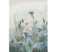 Awesocrafts Kit de broderie au point de croix - Motif de fleurs de bleuet - Motifs faciles à broder