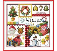 Awesocrafts Kit de broderie au point de croix, motif facile des quatre saisons d'hiver, estampillé ou compté (hiver, compté)