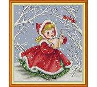 Awesocrafts Kit de broderie au point de croix, motif lisez à haute voix sur les oiseaux de Noël Kit de broderie au point de croix, options estampillées ou comptées pour adultes débutants et enfants.