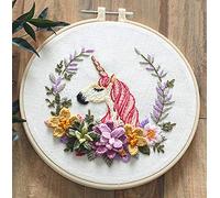 Awesocrafts Kit de broderie, licorne, animaux, plantes, fleurs, chevaux - Gamme complète de kits de broderie pour débutants adultes et enfants - Motifs faciles à faire à la main (licorne)