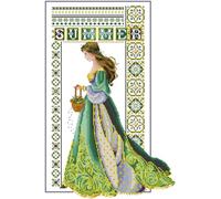 Awesocrafts Point de Croix Kit Complet Estampé, Ange d'été Estampillé 14CT 2 brins 14.2×20.5 pouces Broderie Point de Croix Imprimé