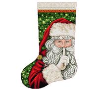 Awesocrafts Point de Croix Kit Complet Estampé, Bas de Noël-Père Noël Estampillé 14CT 2 brins 42×61cm Broderie Point de Croix Imprimé