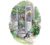 Awesocrafts Point de Croix Kit Complet Estampé, Chambre Fleur Estampillé 14CT 2 brins 35×46cm Broderie Point de Croix Imprimé