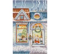 Awesocrafts Point de Croix Kit Complet Estampé, Conte d'hiver Estampillé 14CT 2 brins 34×50cm Broderie Point de Croix Imprimé