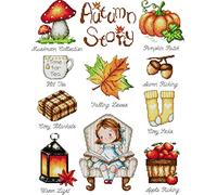 Awesocrafts Point de Croix Kit Complet Estampé, Histoire d'automne Estampillé 14CT 2 brins 40×49cm Broderie Point de Croix Imprimé