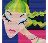Awesocrafts Point de Croix Kit Complet Estampé, Petite amie de la mode Estampillé 14CT 2 brins 36x35cm Broderie Point de Croix Imprimé