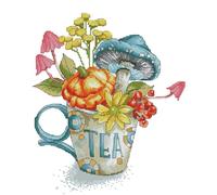 Awesocrafts Point de Croix Kit Complet Estampé, Tasse à thé Estampillé 11CT 3 brins 15.7×18.1 pouces Broderie Point de Croix Imprimé