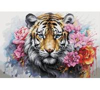 Awesocrafts Point de Croix Kit Complet Estampé, Tigre, Animal Estampillé 14CT 2 brins 24.4×17.3 pouces Broderie Point de Croix Imprimé