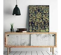 Awesocrafts William Morris Kit de peinture par numéros Arbre de vie avec oiseaux, fleurs, arbres et oiseaux - Peinture pour adultes et enfants 40 x 50 cm Encadré ou non (arbre de vie, sans cadre)