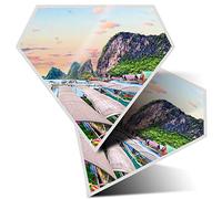 Awesome 16436 Lot de 2 autocollants diamantés 7,5 cm - Phuket Island Thaïlande Paysage Décalques amusants pour ordinateurs portables, tablettes, bagages, scrapbooking, réfrigérateur, cadeau cool