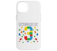 Awesome at 3 Year Old Birthday Kids Block Building Brique Coque pour iPhone 14 Plus