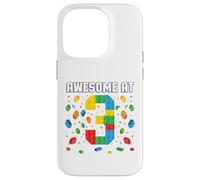 Awesome at 3 Year Old Birthday Kids Block Building Brique Coque pour iPhone 14 Pro
