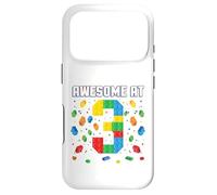 Awesome at 3 Year Old Birthday Kids Block Building Brique Coque pour iPhone 17 Pro