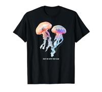 Awesome Cute Underwater Fish Sea Just Go with Flow Jellyfish T-Shirt Graphique avec Valeur, Homme, Noir, L