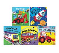 Awesome Engines 5 Books Collection Set (Zoom Rocket Zoom, Dig Dig Digging, Big Digger ABC, Choo Choo Clickety-Clack, Emergency) by Margaret Mayo