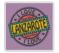 Awesome Lot de 2 autocollants carrés 10 cm - Lanzarote Canaries pour ordinateur portable, tablette, bagage, scrapbooking, réfrigérateur, cadeau cool #10560