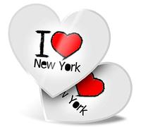 Awesome Lot de 2 autocollants en forme de cœur 7,5 cm - I Love New York NYC Amérique USA Fun Decals pour ordinateurs portables, tablettes, bagages, scrapbooking, réfrigérateur, cadeau cool #7752