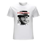 Awesome Men T-Shirts Clint Eastwood Vintage Short Sleeve Cotton O Neck T Shirt for Male Clothing Top Tee White M