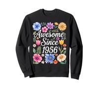 Awesome Since 1956 - Aquarelle Floral Birthday Sweatshirt