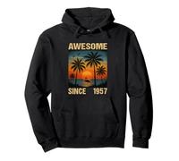 Awesome Since 1957 Palmier Flamant Rose Tropical pour 68e Anniversaire Sweat à Capuche