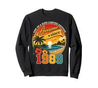 Awesome Since 1989 Vintage Beach Tropical 37th Birthday Sweatshirt