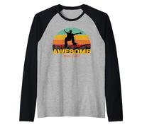 Awesome Since 2007 Retro Skateboarder Birthday Manche Raglan