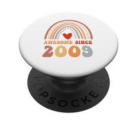 Awesome Since 2009 17th Birthday Boho Rainbow 17 Years Old PopSockets PopGrip Adhésif