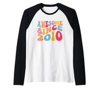Awesome Since 2010 16 Years Old Retro Vintage 16th Birthday Manche Raglan
