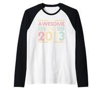 Awesome Since 2013 13th Birthday Retro Vintage 13 Years Old Manche Raglan