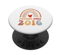 Awesome Since 2016 10th Birthday Boho Rainbow 10 Years Old PopSockets PopGrip Adhésif