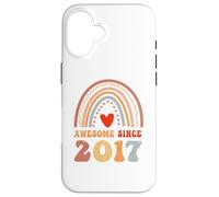 Awesome Since 2017 9th Birthday Boho Rainbow 9 Years Old Coque pour iPhone 16
