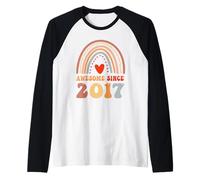 Awesome Since 2017 9th Birthday Boho Rainbow 9 Years Old Manche Raglan