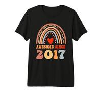 Awesome Since 2017 9th Birthday Boho Rainbow 9 Years Old T-Shirt Haut de Gamme