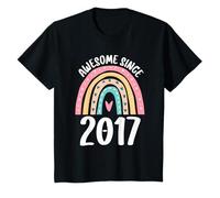Awesome Since 2017 Anniversaire arc-en-ciel pour les filles nées en 2017 T-Shirt