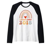 Awesome Since 2018 8th Birthday Boho Rainbow 8 Years Old Manche Raglan
