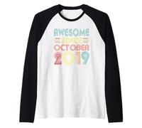 Awesome Since October 2019 7 Year Old Vintage 7th Birthday Manche Raglan