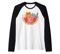 Awesome Summer Pet Cat Fruits One in a Melon Watermelon Manche Raglan