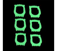 Awexzecor Lot de 6 dents de vampire vertes phosphorescentes en plastique pour enfants - Dents pointues pour Halloween