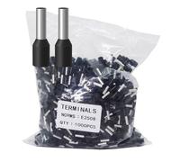 AWG14 Wire Ferrules Terminals Kit, 1000pcs AWG14 Wire Insulated Cord Pin Ends Terminals for Electric, Industrial, Chemical Industry, Power Control System, etc. (Black-1000PCS-14AWG)