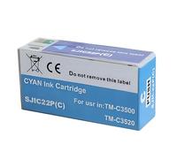 AWGSRZIU Cartouche d'encre pigmentée Compatible avec imprimante d'étiquettes SJIC22P, Compatible avec Le modèle TM-C3500 C3500 3500 C33S020577(C 1PC)