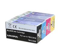 AWGSRZIU Cartouche d'encre pigmentée Compatible avec imprimante d'étiquettes SJIC22P, Compatible avec Le modèle TM-C3500 C3500 3500 C33S020577(1 Set)