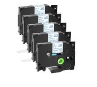 AWGSRZIU Paquet de 5 Rubans d'étiquettes Bleu sur Blanc compatibles avec Le Ruban laminé TZE 233 de 12 mm Compatible avec Divers modèles d'imprimante, y Compris PTD410 PTD610 PTE300 PTD460BT